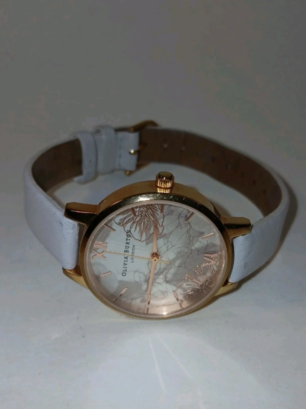 Olivia Burton Abstract Florals Watch With SilverWhite Tone Face & Grey Band 34mm